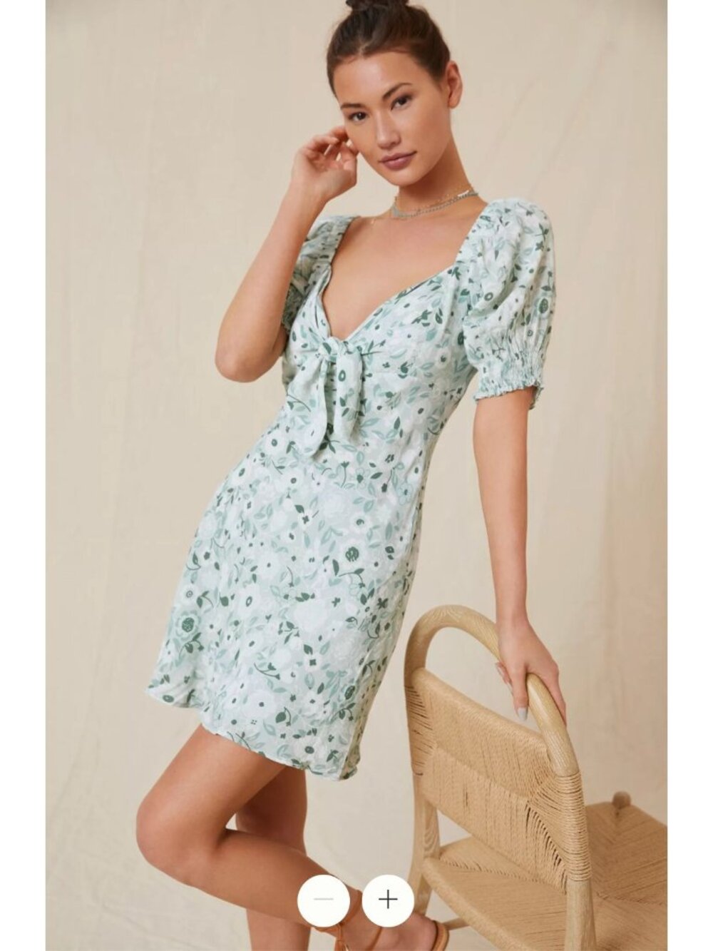 Anthropologie Forever That Girl Sweetheart Mini Dress Mint Green Floral Medium